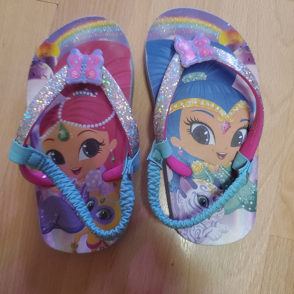 Shimmer and shine flip flops